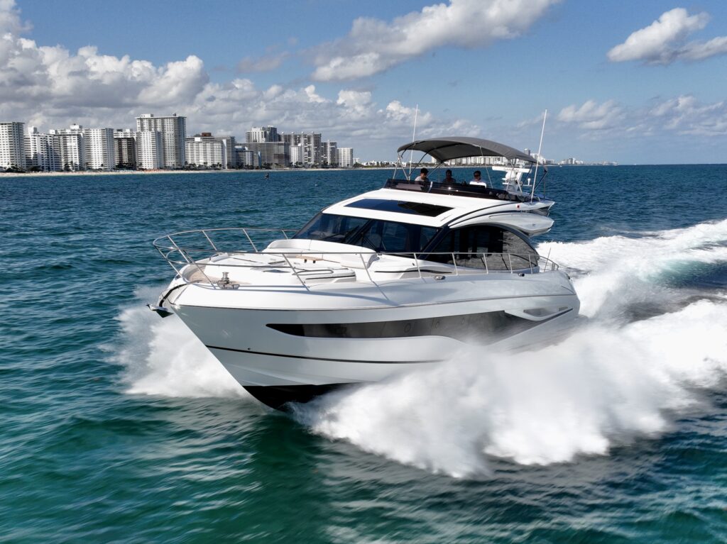 Sunseeker luxury motor yacht docked at South Florida marina